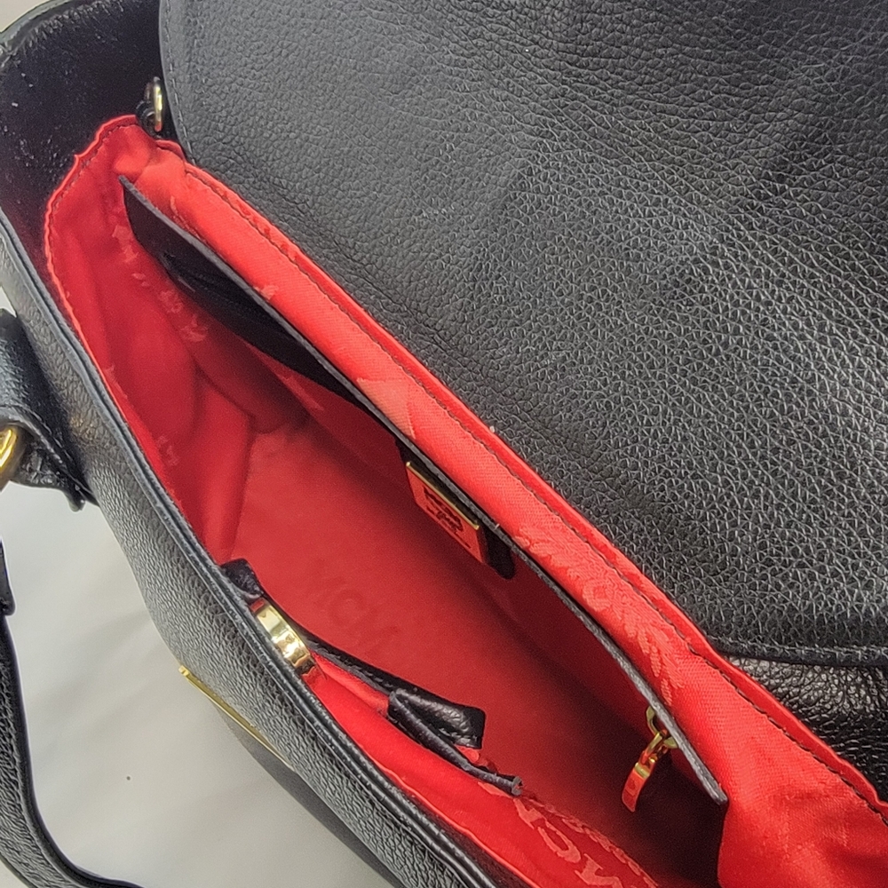 MCM Black Leather Munchen‎ Studded Satchel Tote Bag - Picture 8 of 13